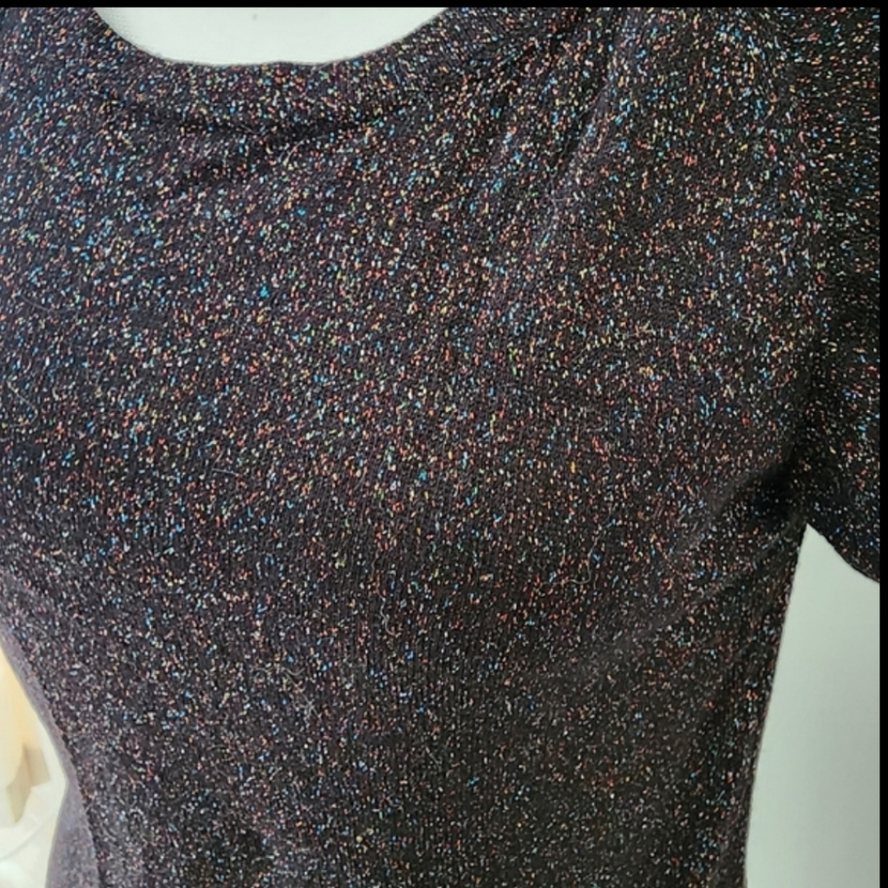 French Connection Metallic Thread Glitter Dress Open Back SZ 6